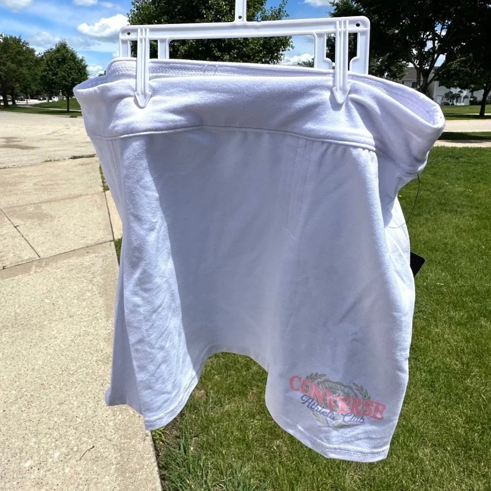 Converse Girls Athletic Club Skort White Pleated Skirt Size S 8-10 NWT